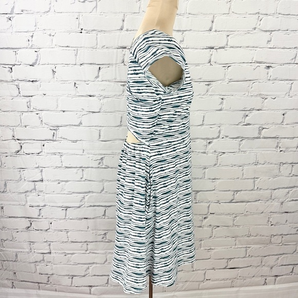 Pact NEW Tie-Dye Stripe Fit & Flare Dress Large Back Detail White Organic Cotton - Picture 3 of 11